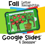 Free Fall Theme Digital Preschool Letter Recognition Activities 16 Apple orchard-themed letter recognition activity for preschool and kindergarten. Students identify and sort uppercase and lowercase letters to reinforce alphabet skills. Includes fall visuals and drag-and-drop interaction in Google Slides and Seesaw.
