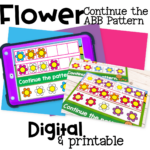 Digital Spring ABB Pattern Activities for Kindergarten 52 Colorful spring-themed patterning activity with flowers for preschool or kindergarten. Kids continue the ABB pattern using digital or printable flower cards. Great for teaching pattern recognition, early math, and visual discrimination skills.