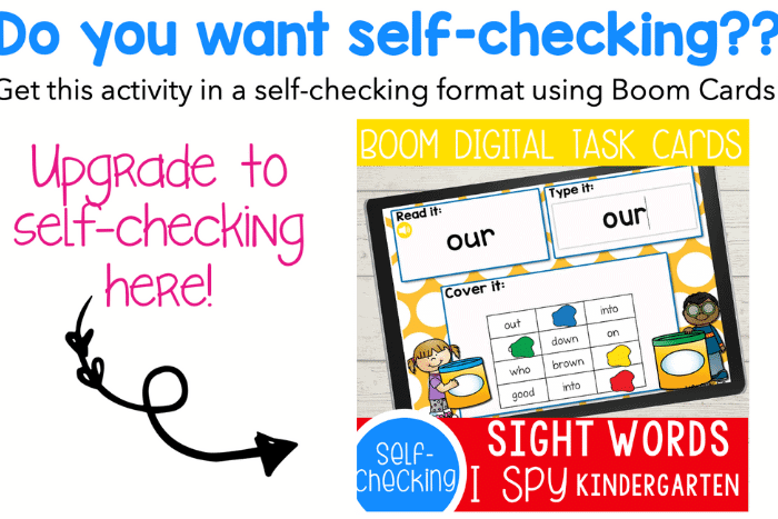 Get self-checking Boom Cards for this Kindergarten Sight Words I Spy activity 
