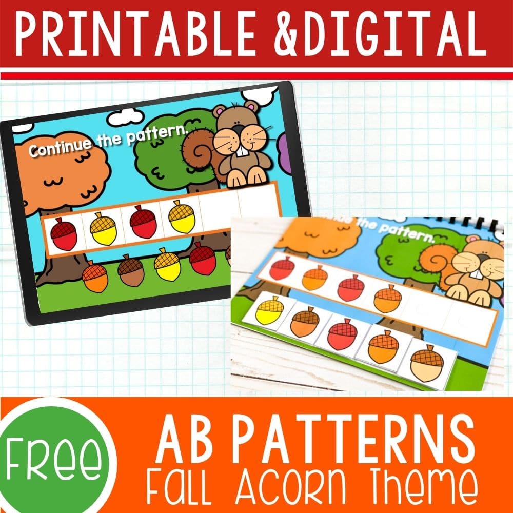 Digital and printable fall patterns for preschool.