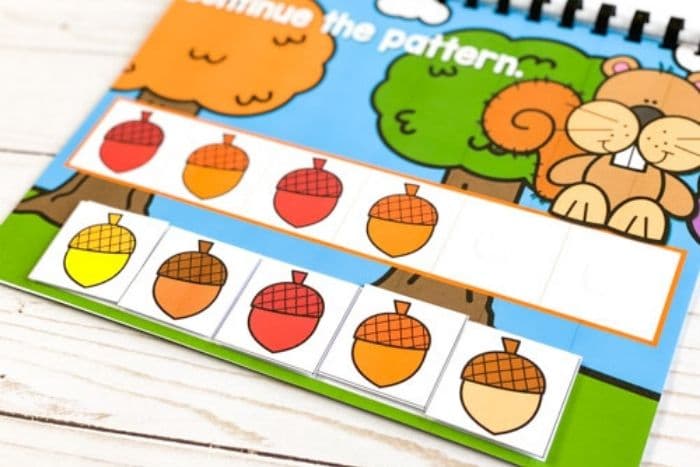 Digital and printable fall patterns for preschool.