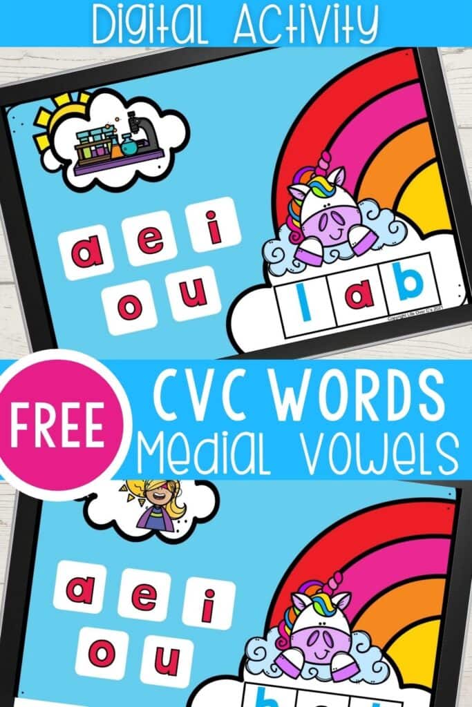 free digital google slides and seesaw cvc word activity for kindergarteners