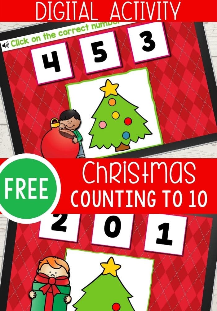 Christmas ornament counting game for preschoolers.