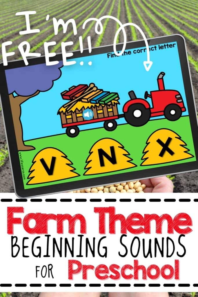 farm theme beginning sounds activity for preschool