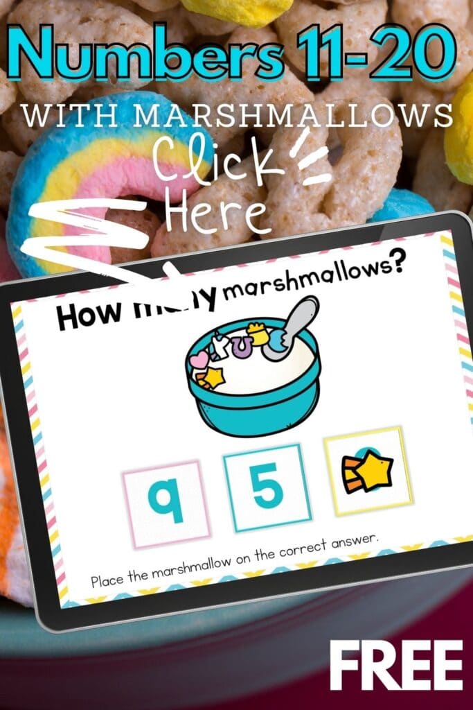 Digital Numbers 11-20 with Marshmallows Counting Activity