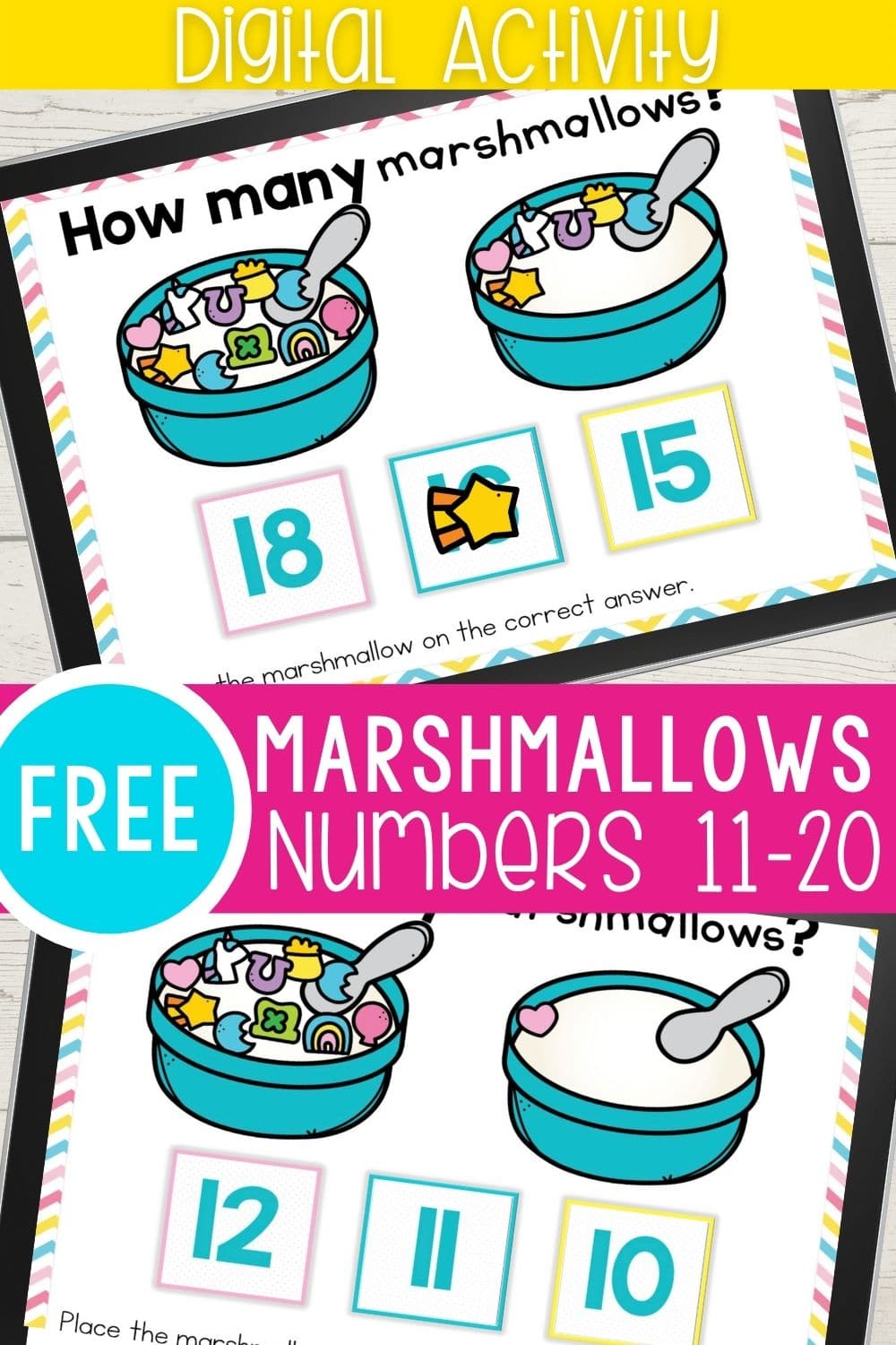 Free Marshmallows Numbers 11-20 Digital Activity