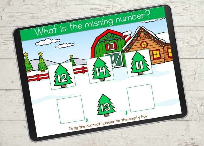 Digital Christmas counting game for Kindergarten.