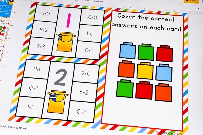 Free Google Slides Addition to 10 kindergarten math activity. Use Google Slides to practice addition to 10 at home or at school with this free activity!