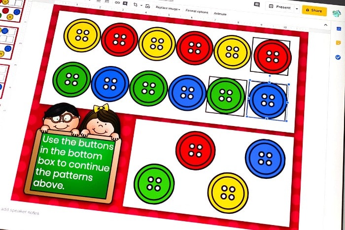 This free pattern activity for preschoolers using Google slides is super fun for kids.