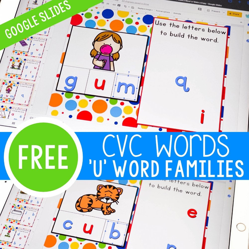 Try these fun CVC word family 'letter magnet' word building activities with your kindergarteners. They will love using Google slides to create CVC words and work on their beginning reading skills.