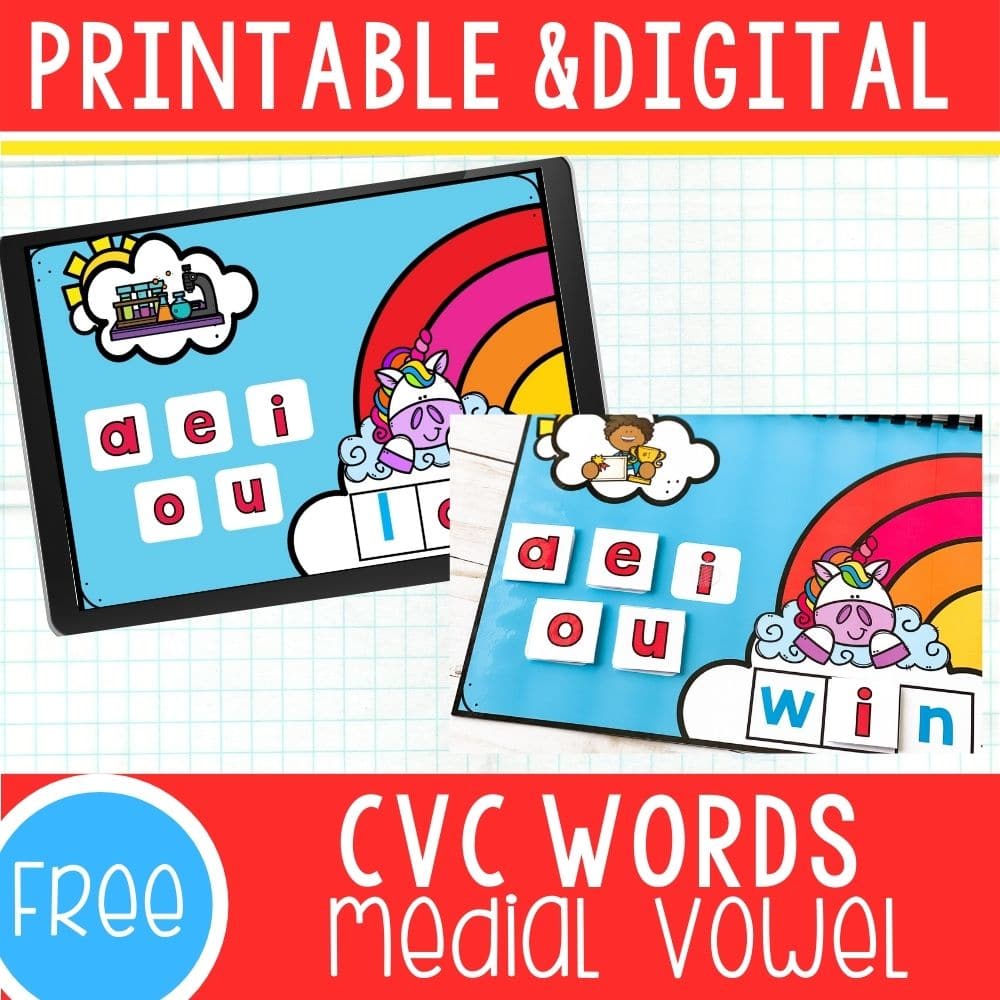 free digital google slides and seesaw cvc word activity for kindergarteners