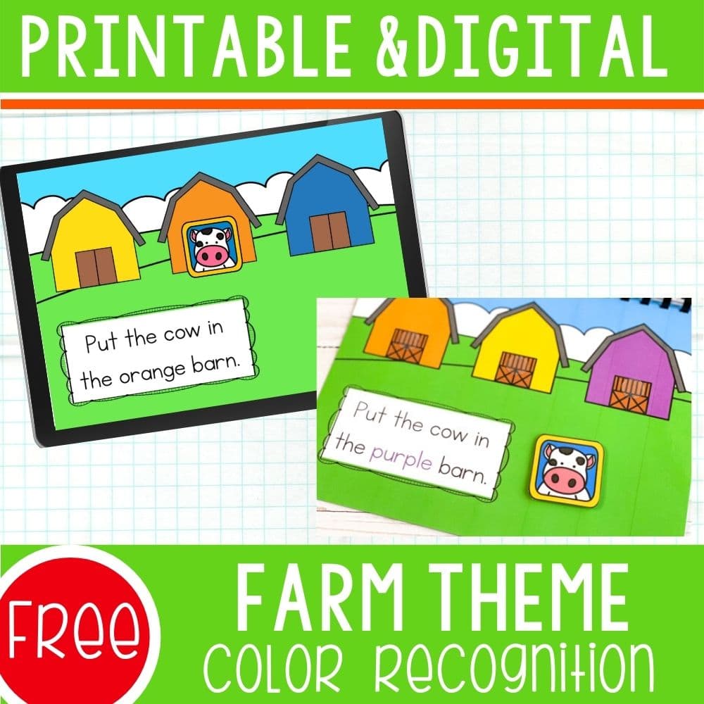Farm Theme Color Matching Activities square image.