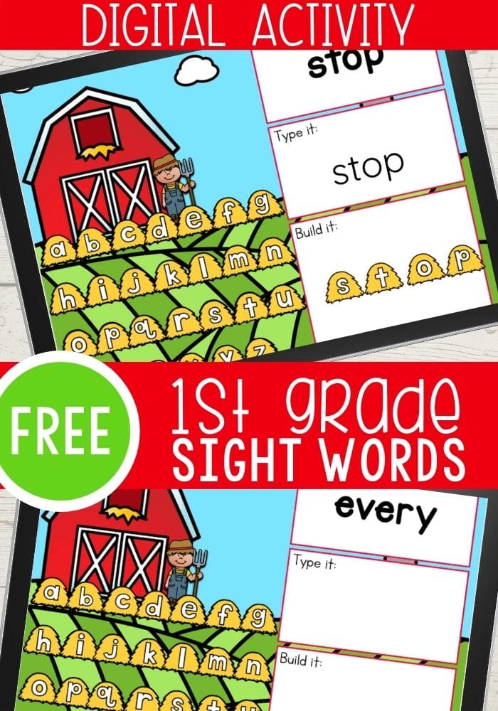 Free First Grade Sight Words Digital Activity