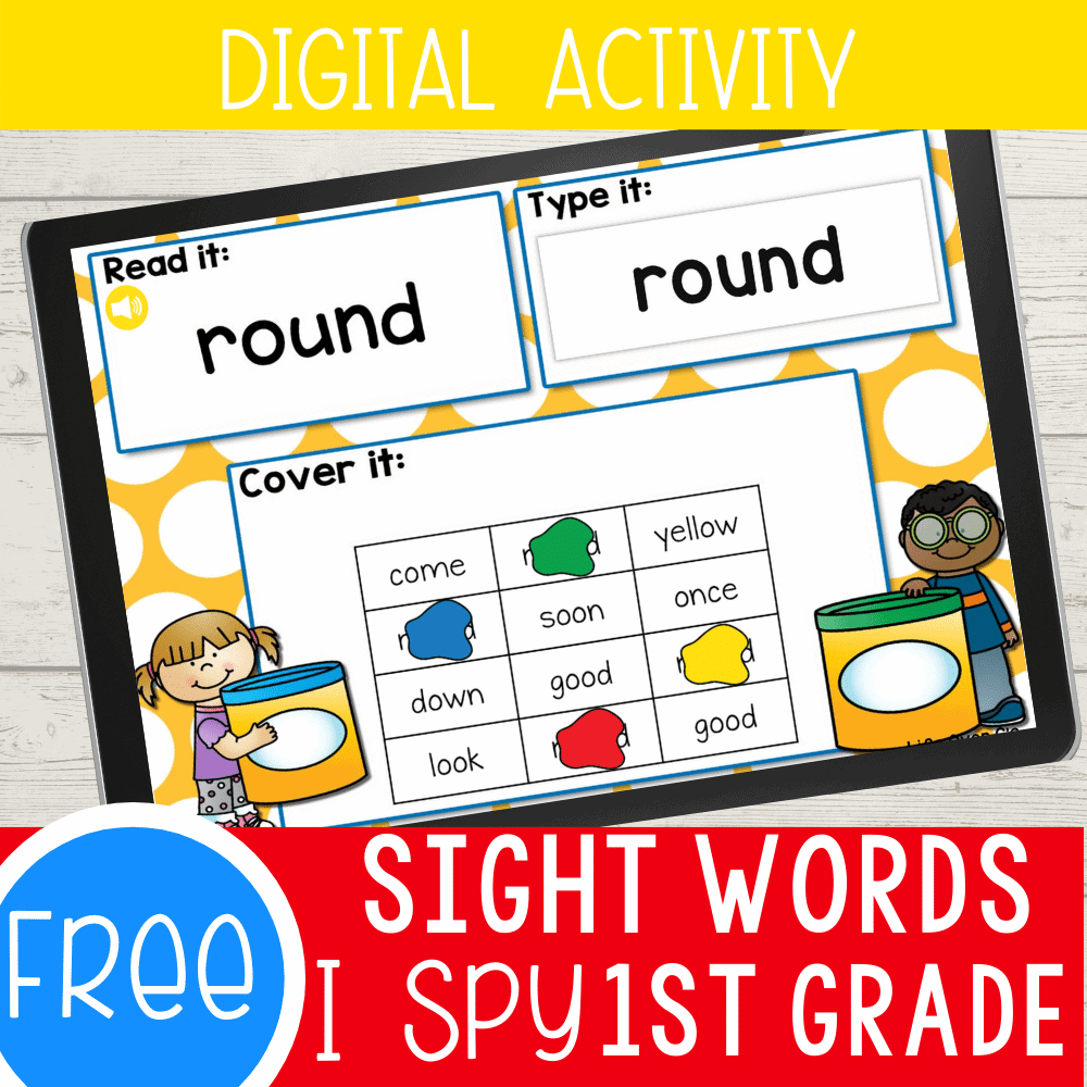 Free sight words I Spy Activity for 1st grade. Use this fun Google Slides and Seesaw digital activity to practice 1st grade sight words.