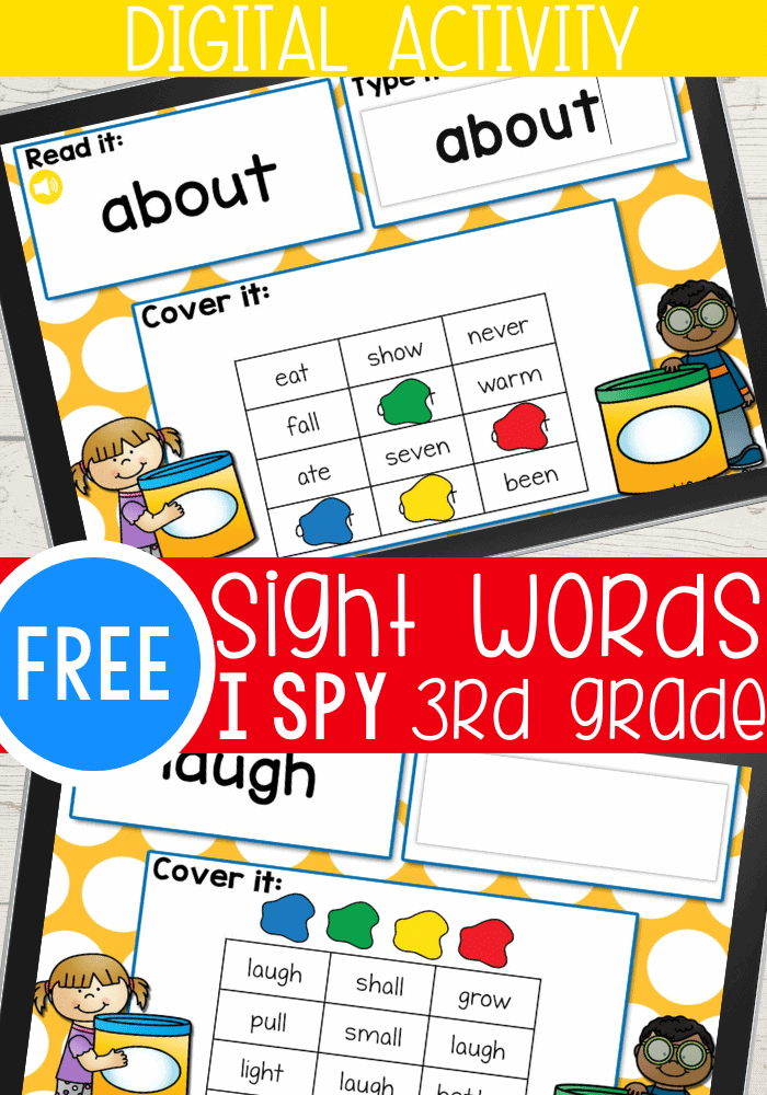 Free sight words I Spy Activity for 3rd grade. Use this fun Google Slides and Seesaw digital activity to practice 3rd grade sight words.