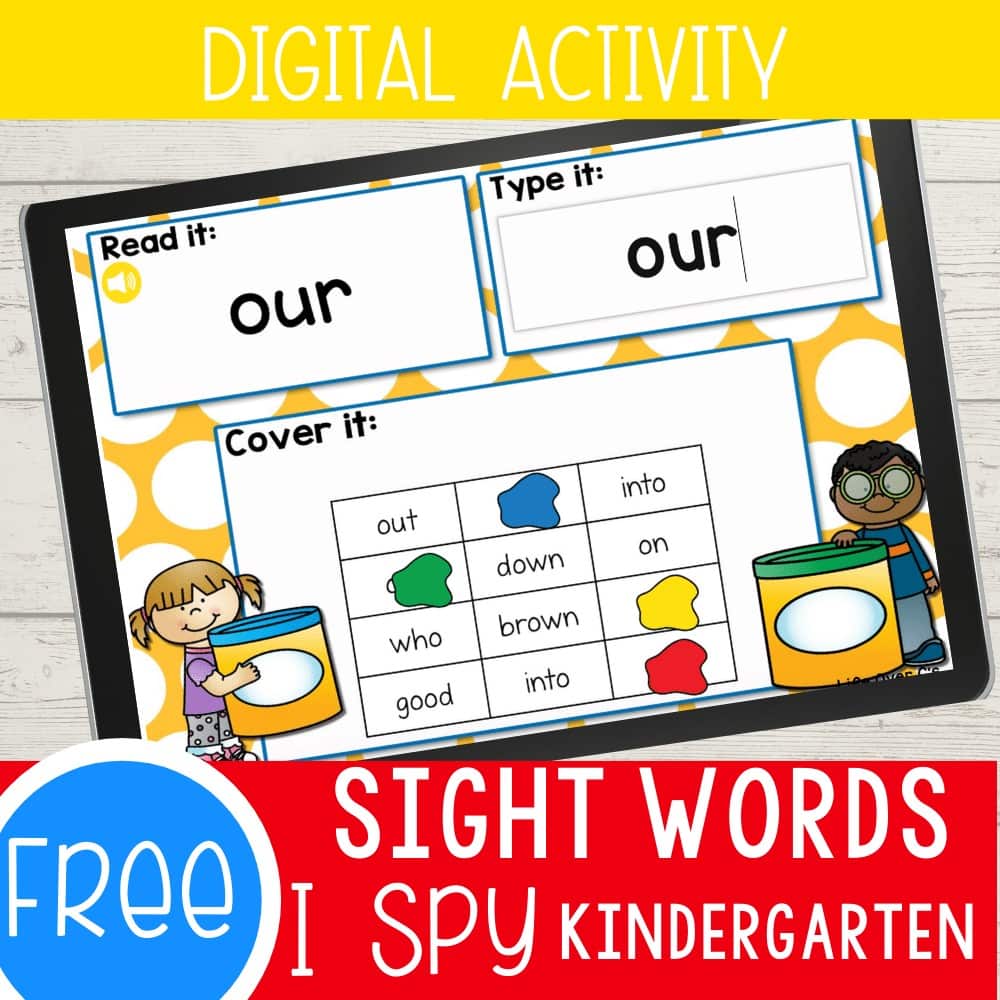 This Kindergarten Sight Word Digital I Spy set is a great way to work on learning sight words without it being "work"! Read the sight word, type the sight word, cover the word with the digital 'play dough'.
