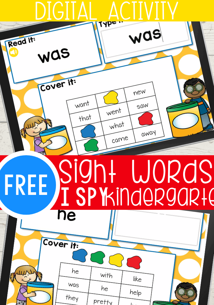 This Kindergarten Sight Word Digital I Spy set is a great way to work on learning sight words without it being "work"! Read the sight word, type the sight word, cover the word with the digital 'play dough'.