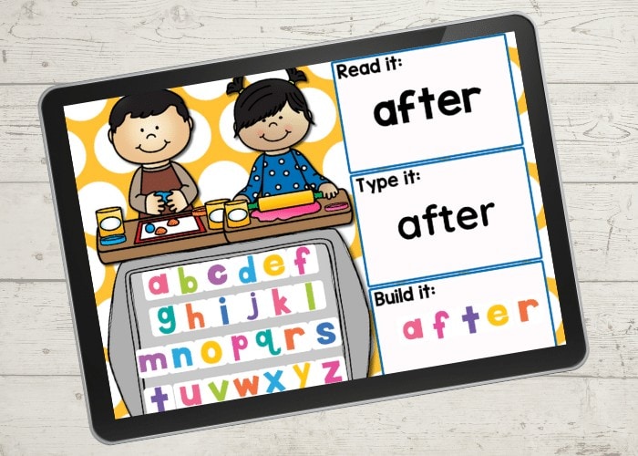 FREE 1st Grade Sight Words Google Slides and Seesaw activities for all 41 pre-primer sight words for preschool. Read the word, type the word and build the sight word with letter tiles.