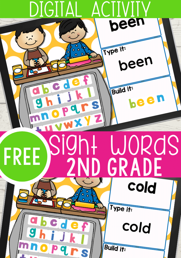 FREE 2nd Grade Sight Words Google Slides and Seesaw activities for all Dolch sight words for 2nd Grade. Read the word, type the word and build the sight word with letter tiles.