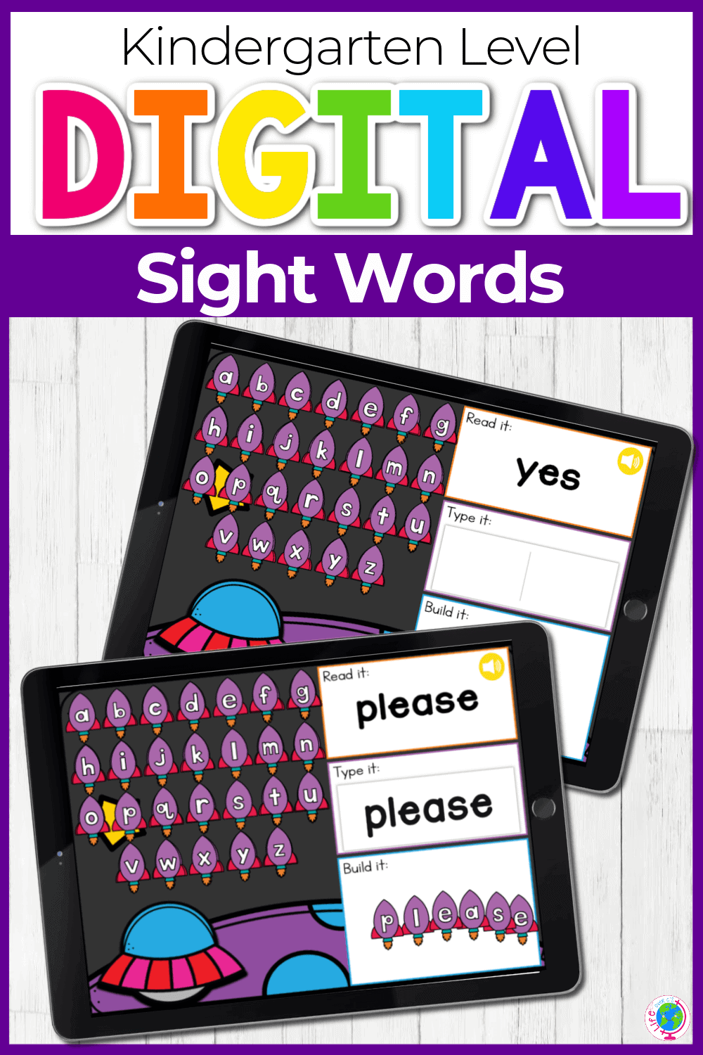 Space Theme Kindergarten Sight Words Digital Activity