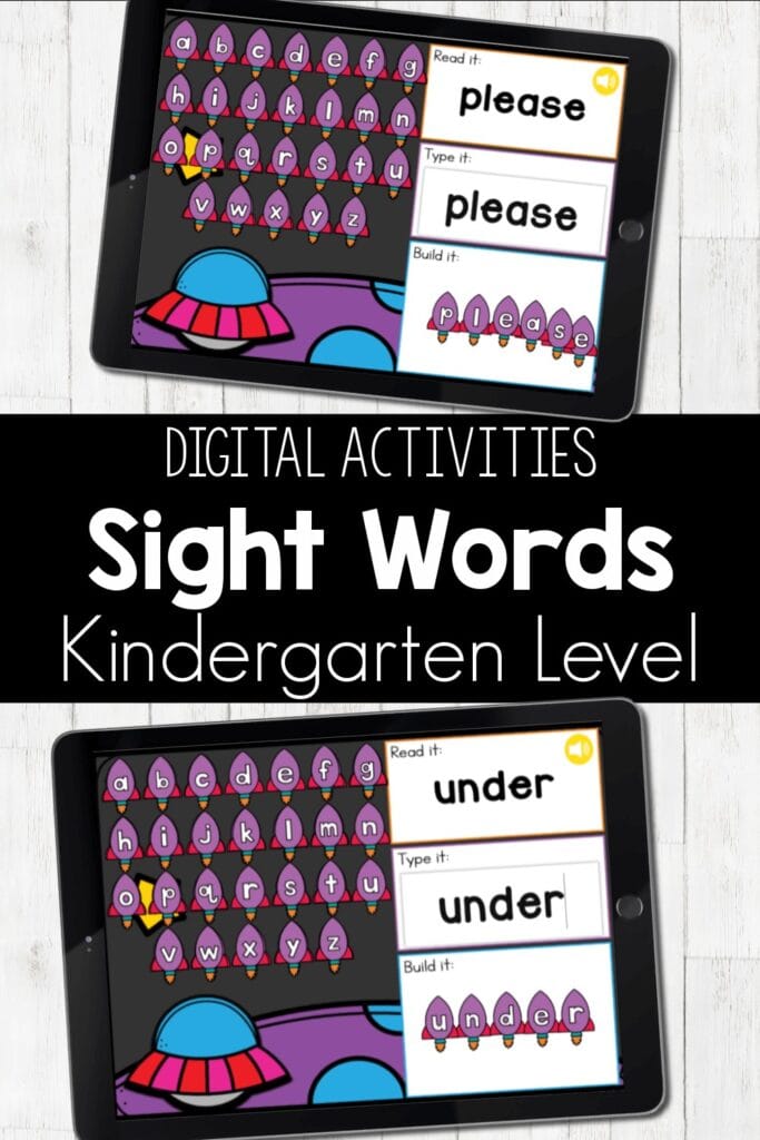 Space Theme Kindergarten Sight Words Digital Activity
