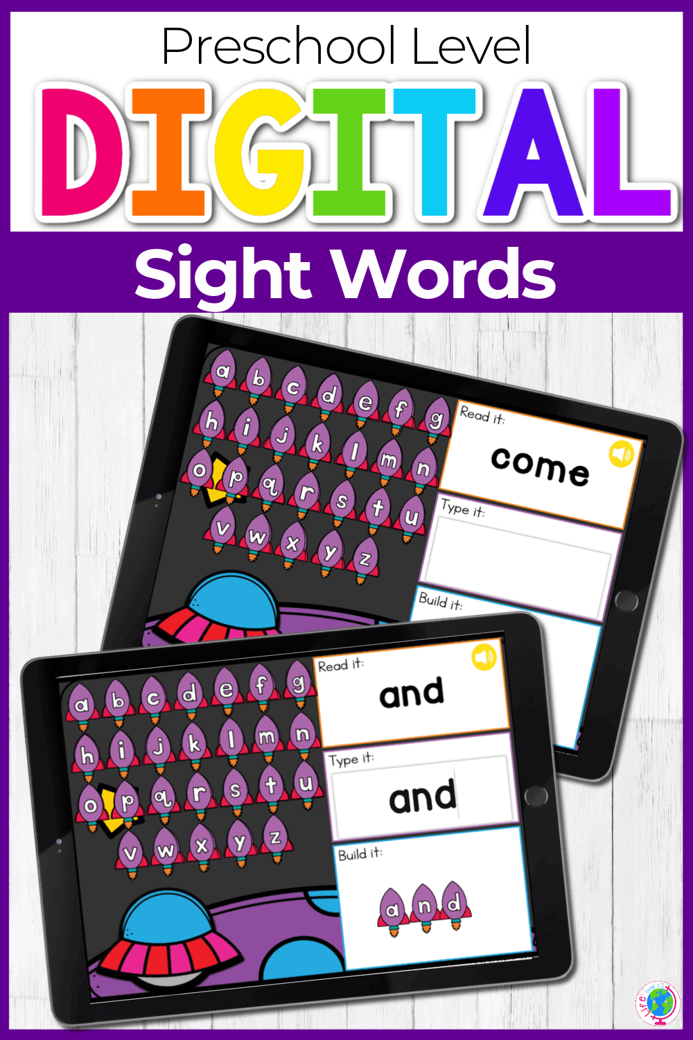 Preschool Space Themed Sight Words Digital Activity