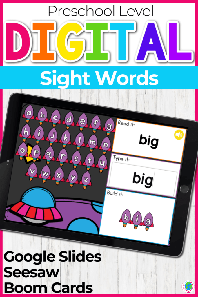 Preschool Space Themed Sight Words Digital Activity