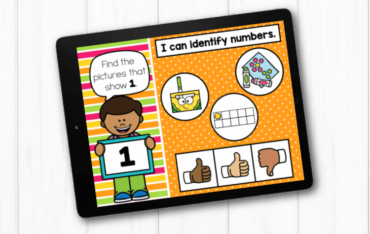 Preschool counting game on a tablet.