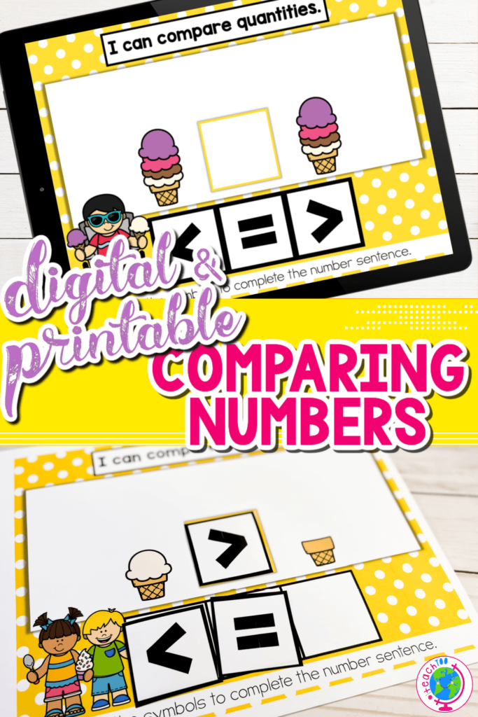 Free Comparing Numbers Digital and Printable Ice Cream Game