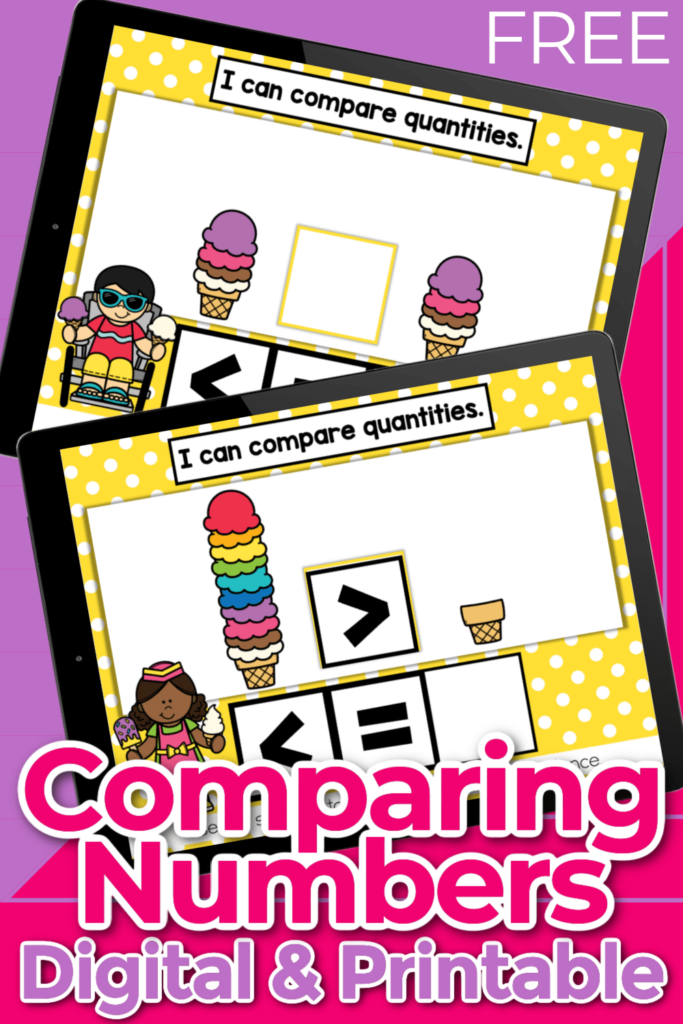 Free Comparing Numbers Digital and Printable Ice Cream Game