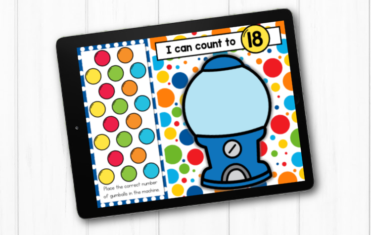 Digital counting game for Kindergarten being played on a tablet