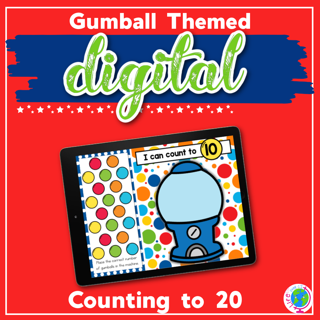 Gumball Theme Math for Kindergarten Number Recognition Skills 1-20