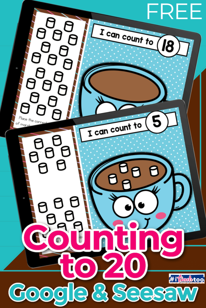 Hot cocoa theme kindergarten math activity to practice counting to 20.