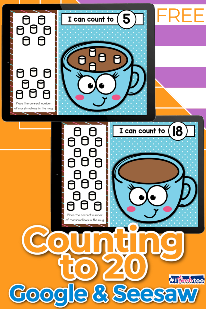 Hot cocoa theme numbers 1-20 game for kindergarten.