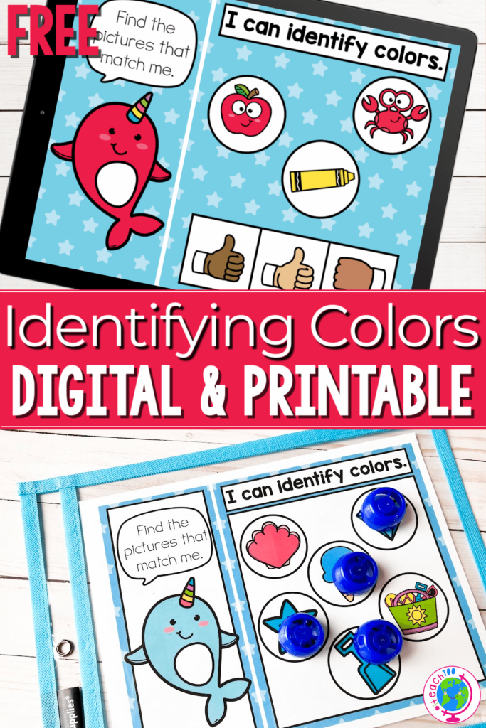 Free Digital Narwhal Color Identification Game for Preschool