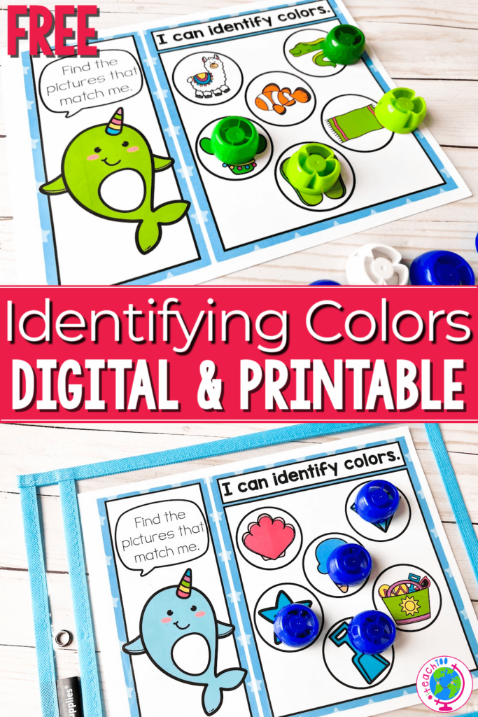 Free Digital Narwhal Color Identification Game for Preschool