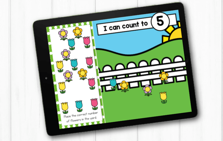 Flower counting game for preschool.