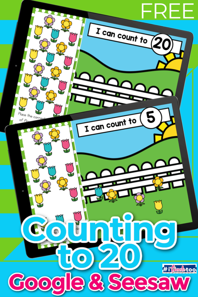 Spring flower themed digital counting game to 20.