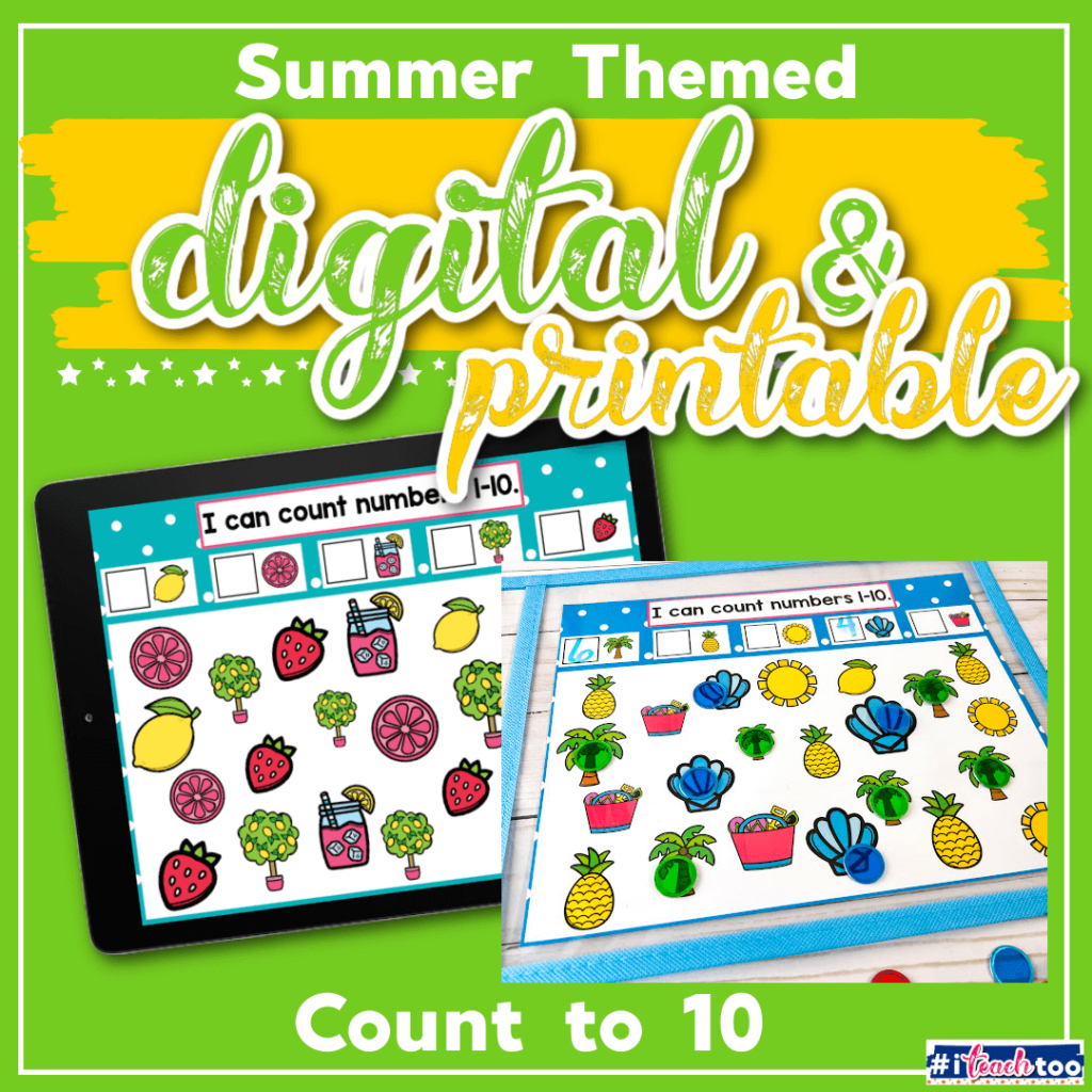 Kindergarten counting 1-10 digital and printable activity.