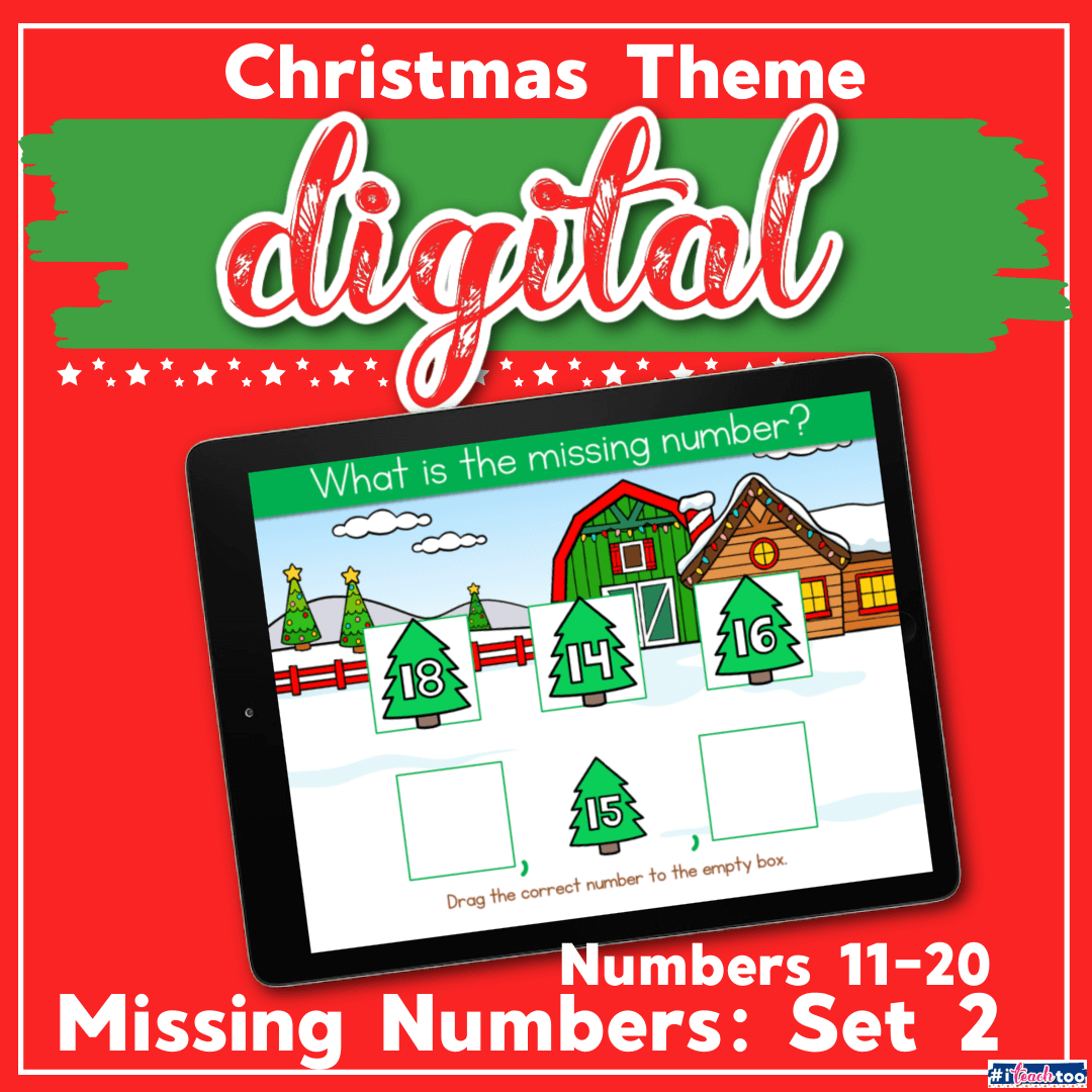 Christmas Theme Find the Missing Number Level 2 Numbers 11-20