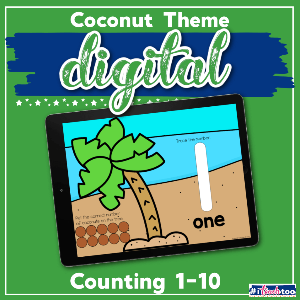 Coconut tree counting to 10 digital activity