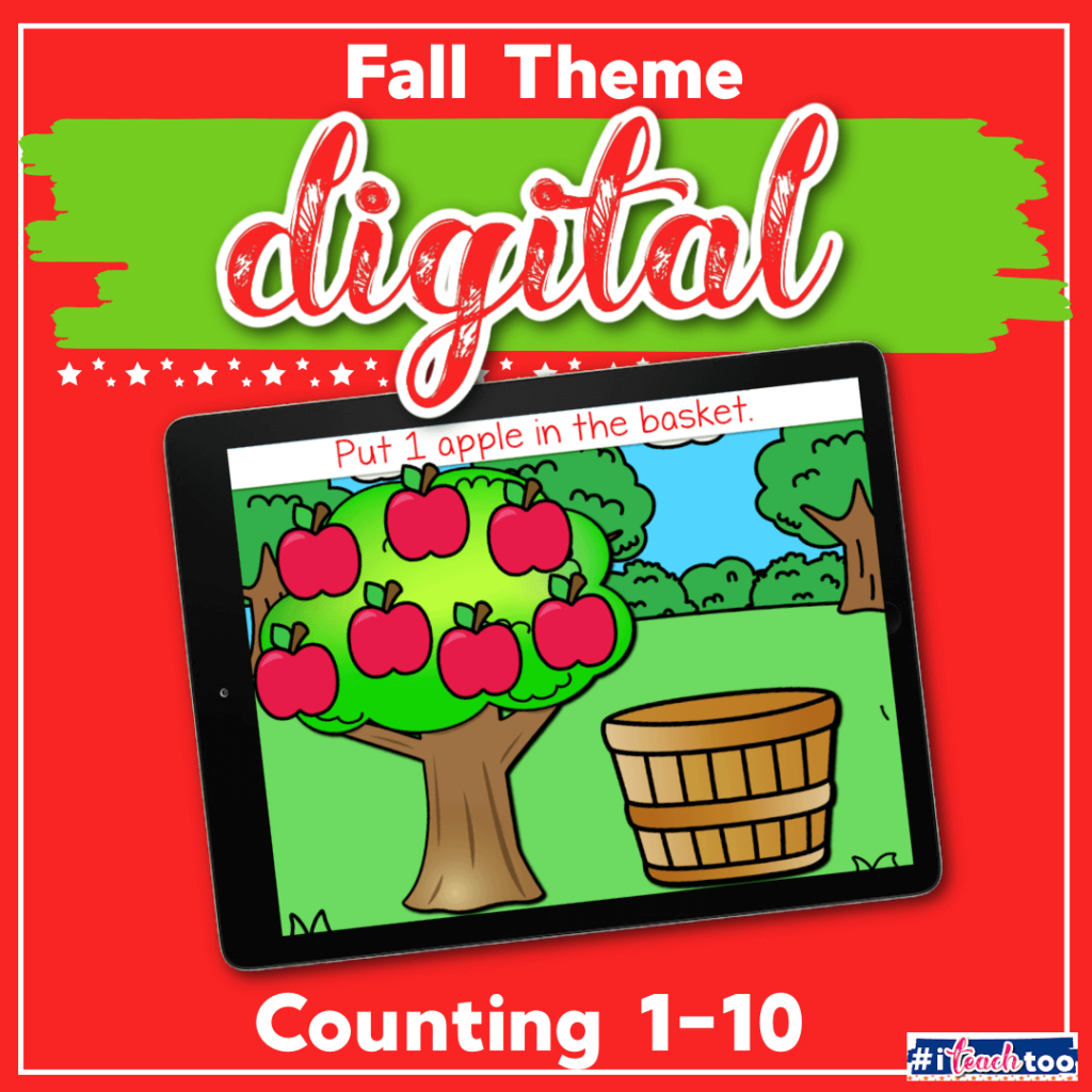 Free digital counting activity with an apple theme.