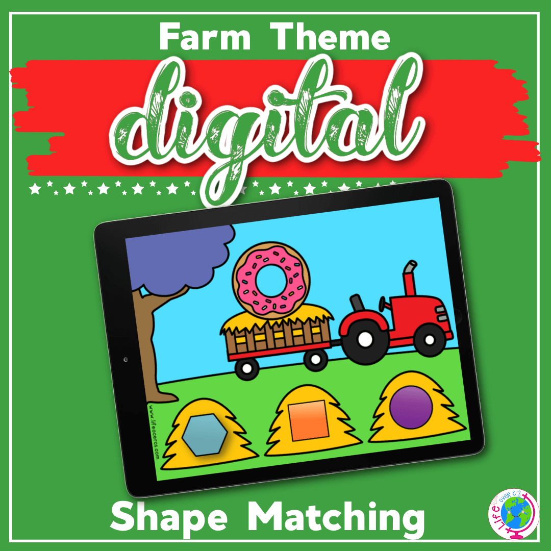 Digital Farm Theme Preschool Activity for Identifying Shapes