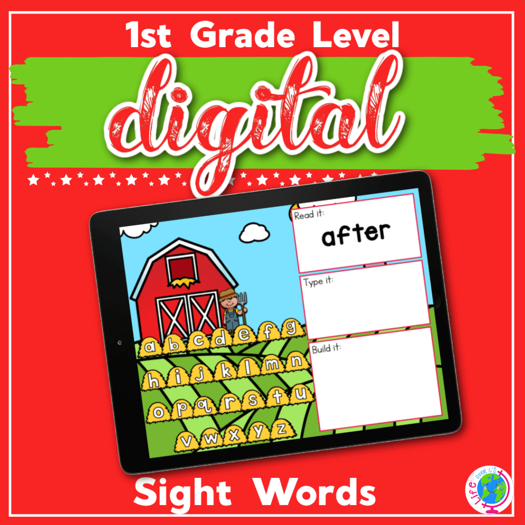 Digital Farm Theme First Grade Sight Words Activity featured square image