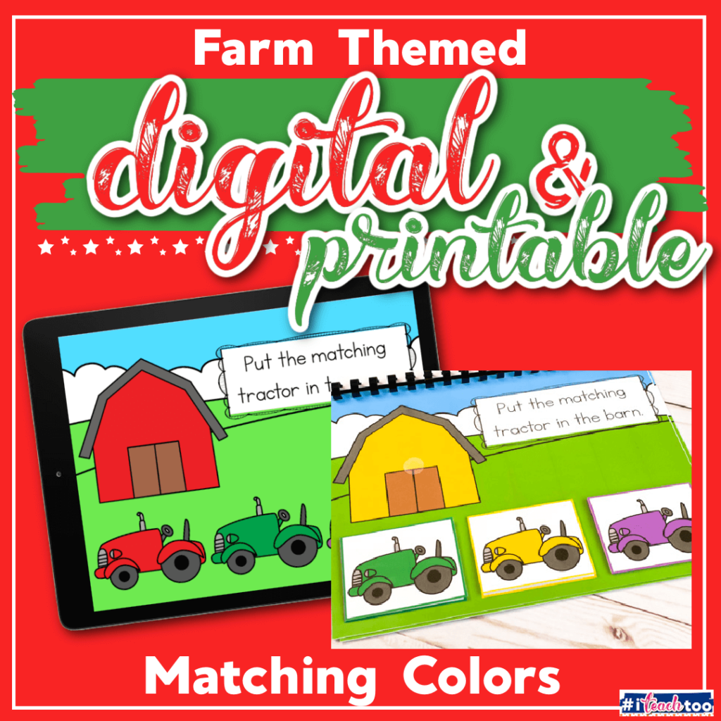 barn and tractor color digital and printable sq