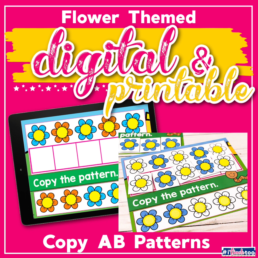 Digital and Printable Copy AB Pattern Activities for Kindergarten