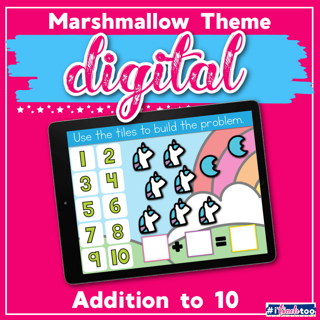 Free Marshmallow Cereal Digital Addition for Kindergarten