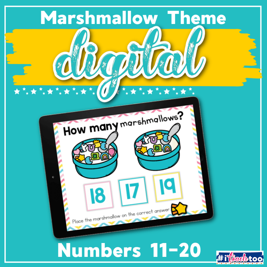 Marshmallow Cereal Digital Counting Activity for Numbers 11-20 featured square image