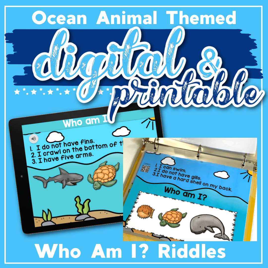 “Who am I?” Ocean Animal Riddles for Kids