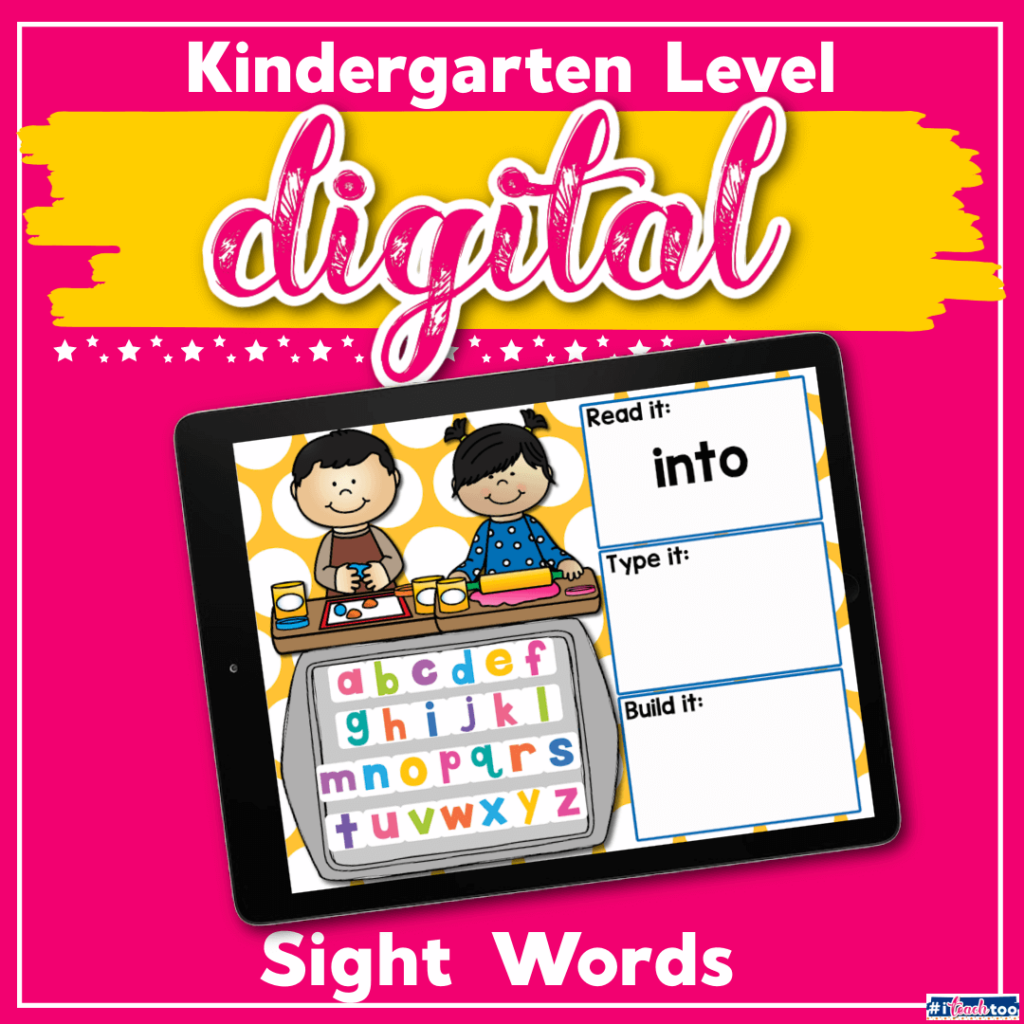 FREE Kindergarten Sight Words Google Slides and Seesaw activities for all 52 primer sight words. Read the word, type the word and build the sight word with letter tiles.